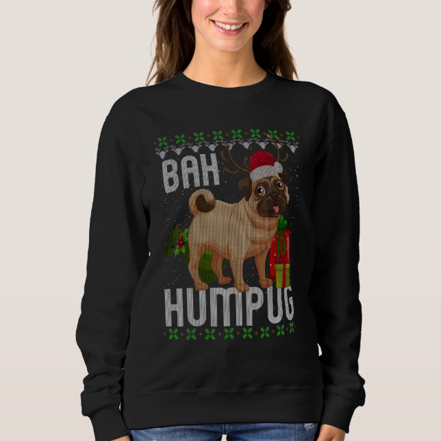 Moletom Bah Humpug Puggle Ugly Xmas Hum Pug Bebê Cães (Frente)