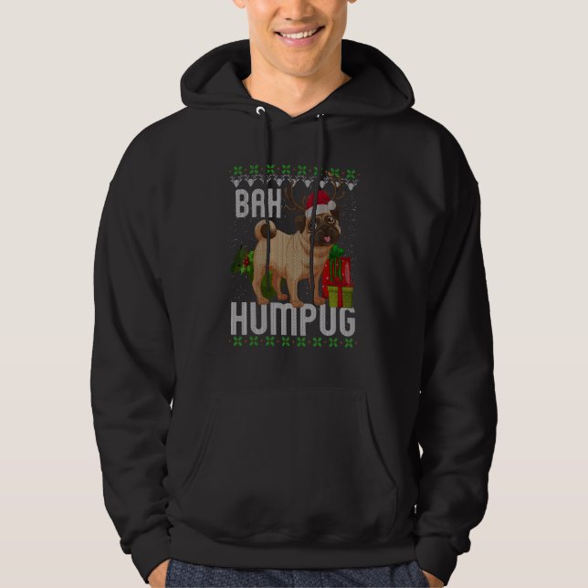 Moletom Bah Humpug Puggle Ugly Xmas Hum Pug Bebê Cães (Frente)