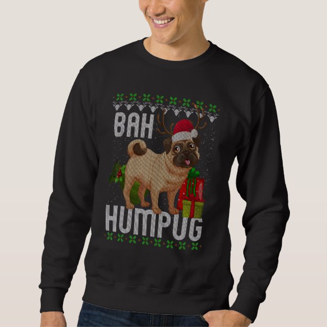 Moletom Bah Humpug Puggle Ugly Xmas Hum Pug Bebê Cães (Frente)