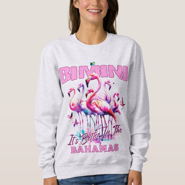 Moletom Bahamas Souvenir Gift: Bimini Bahamas Flamingo (Frente)