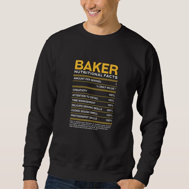 Moletom Baker Nutrição Fatos de Baking Pastelaria Humor (Frente)
