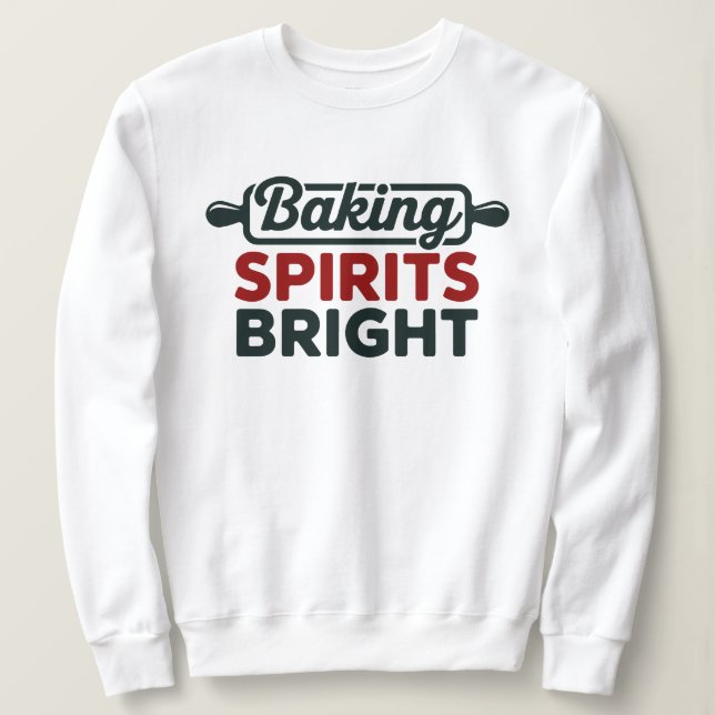 Moletom Baking Spirits Bright Christmas White Sweatshirt (Frente do Design)
