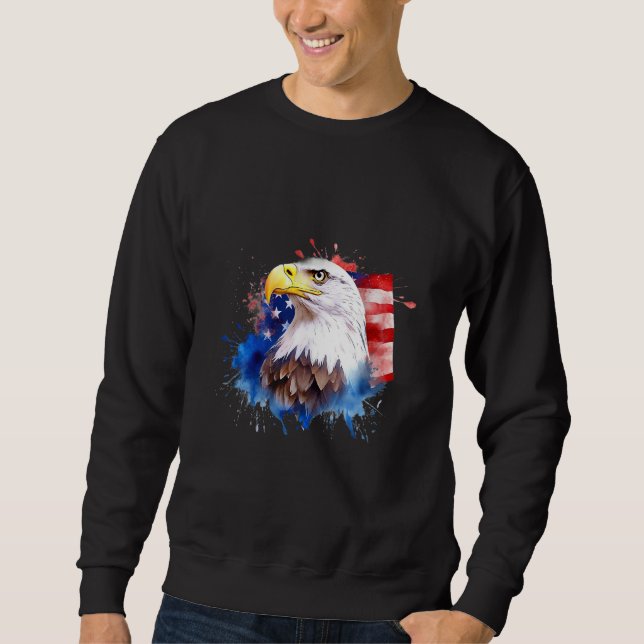 Moletom Bald Eagle 4th of July American Flag Country Tee (Frente)