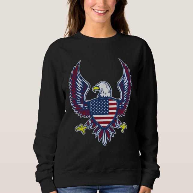 Moletom Bald Eagle 4th of July Christmas American Flag Cou (Frente)
