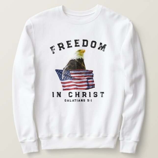 Moletom Bald Eagle & American Flag Patriotic Christian (Frente do Design)
