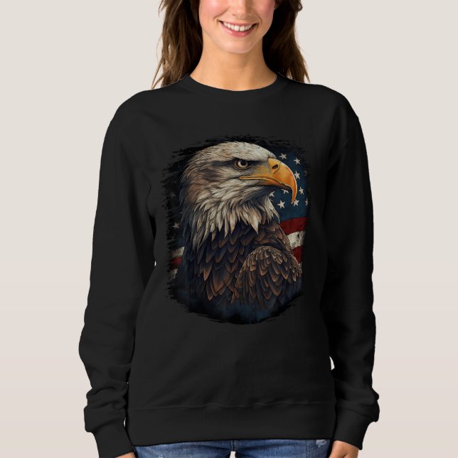 Moletom Bald Eagle US American Flag 4th Of July Proud Patr (Frente)