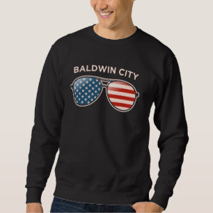 Moletom Baldwin City, KS Vintage EUA Flag Sunglass