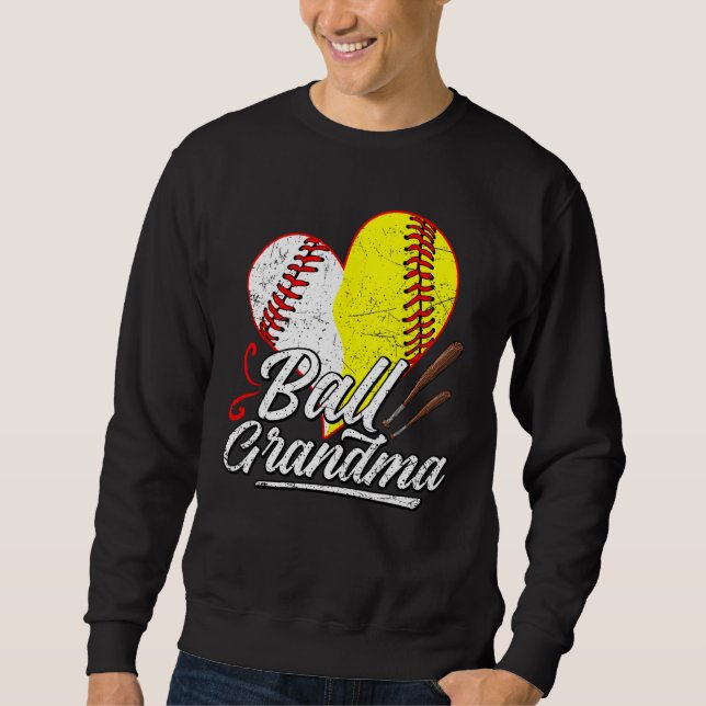 Moletom Ball Grandma Baseball Softball Mom Heart Womens Mo (Frente)