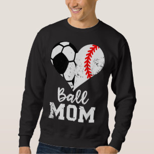 Moletom Ball Mãe Coração Engraçado Baseball Soccer Mãe