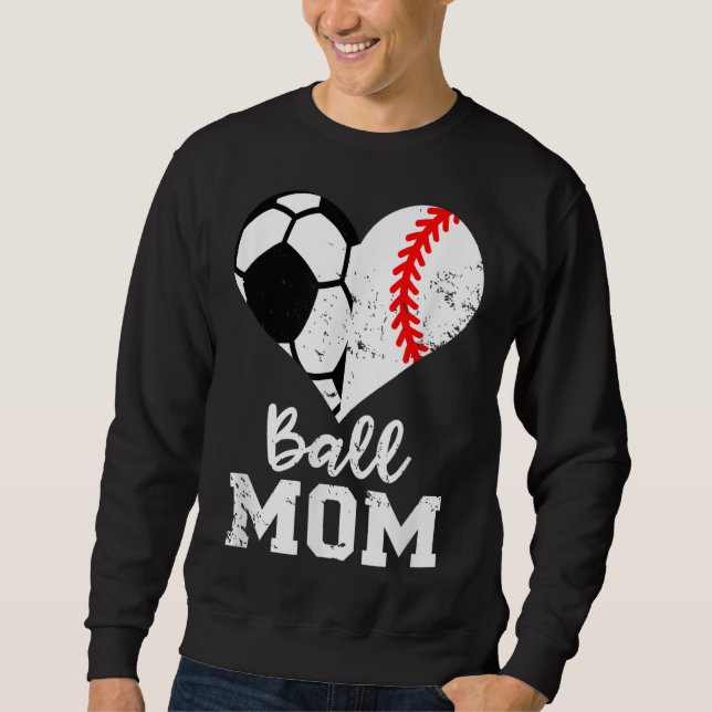 Moletom Ball Mãe Coração Engraçado Baseball Soccer Mãe (Frente)