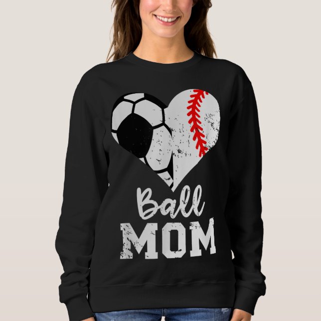 Moletom Ball Mãe Coração Engraçado Baseball Soccer Mãe (Frente)