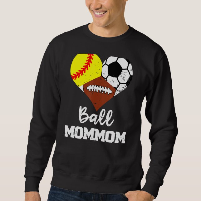 Moletom Ball Mamãe Heart Softball Futebol Mamãe Mo (Frente)