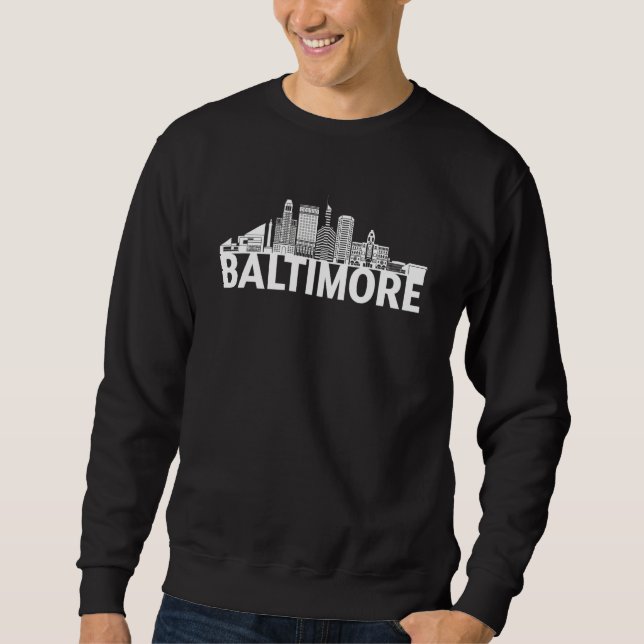 Moletom Baltimore Maryland City Skyline Silhouette Outline (Frente)