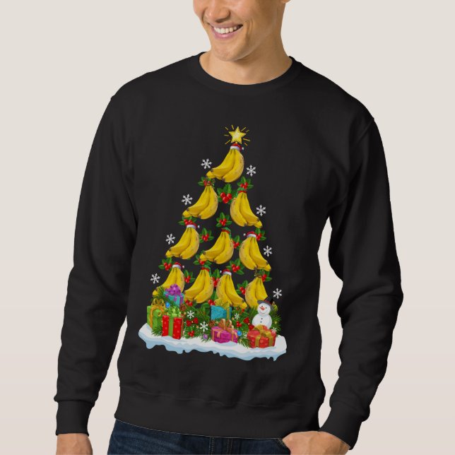 Moletom Banana Fruta Xmas Tree Lighting Papais noeis Banan (Frente)