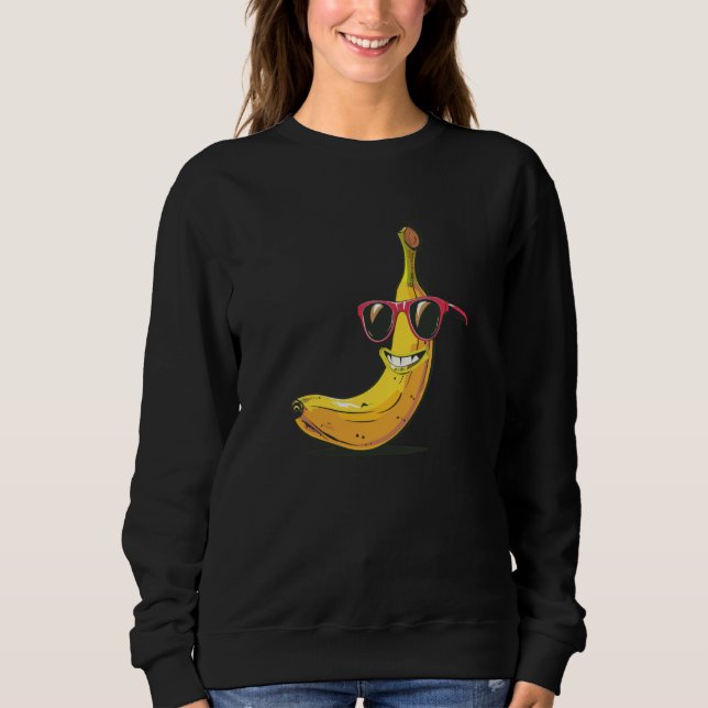 Moletom Banana sorridente com óculos legal (Frente)
