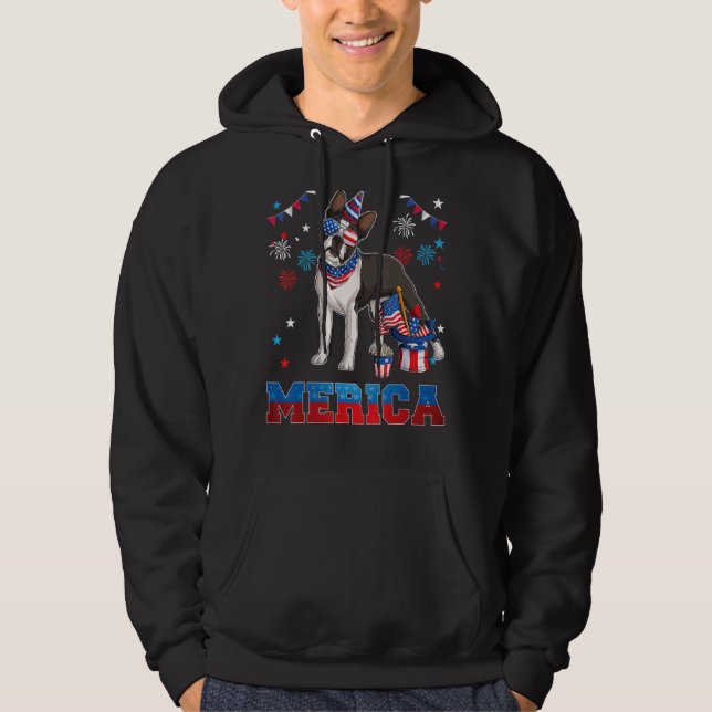 Moletom Bandeira Americana Boston Terrier Dog 4 De Julho P (Frente)