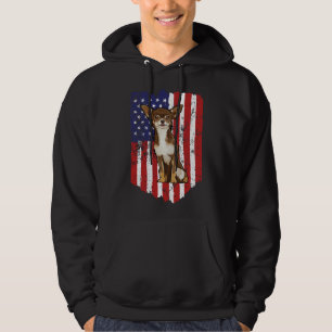 Moletom Bandeira Americana Brown Chihuahua 4 De Julho Nos