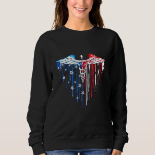 Moletom Bandeira Americana Caduceus Ouvem Enfermeira Patri