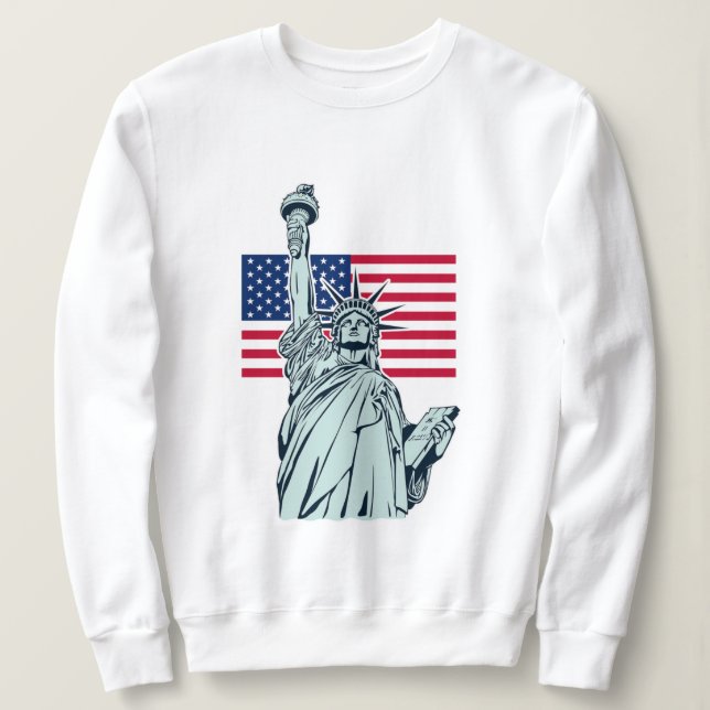 Moletom Bandeira Americana com Lady Liberty (Frente do Design)