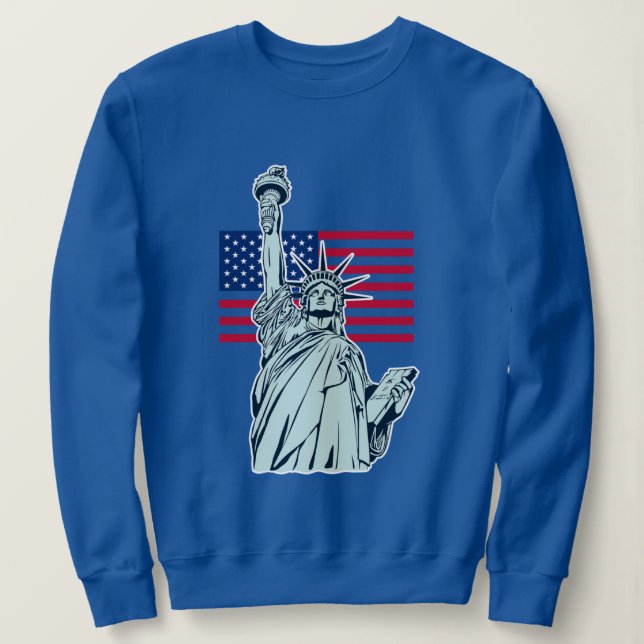 Moletom Bandeira Americana com o Sweatshirt Lady Liberty (Frente do Design)