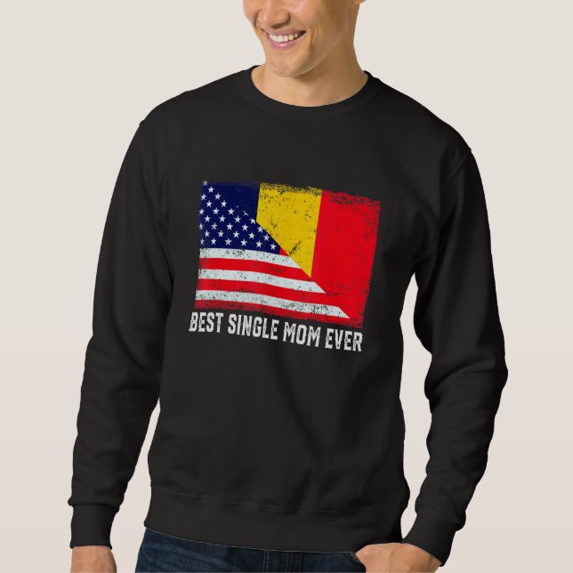 Moletom Bandeira Americana e Chade Melhor Solteiro Mãe Alg (Frente)