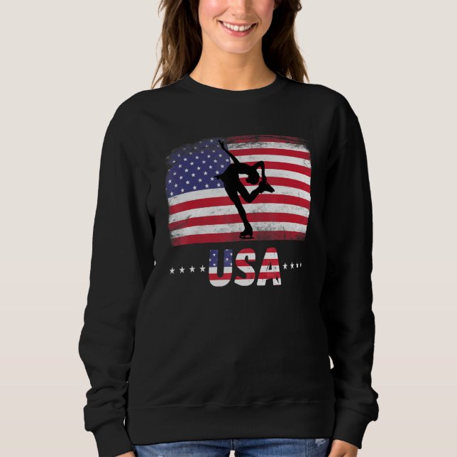 Moletom Bandeira Americana Ice Skating Usa Patriotic Tea (Frente)