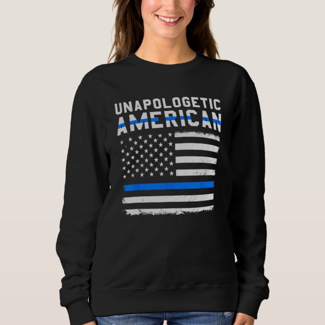 Moletom Bandeira Americana Indesculpável Thin Blue Line Pa (Frente)