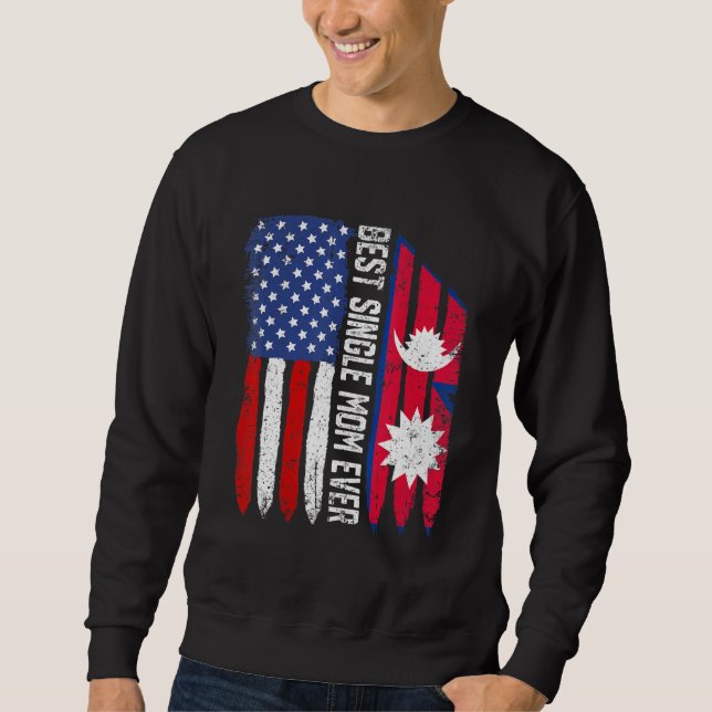 Moletom Bandeira Americana Nepal Melhor Solteiro Mãe Algum (Frente)