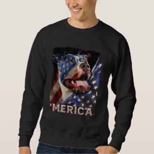 Moletom Bandeira Americana Pitbull Cão Patriótico 4 De Jul