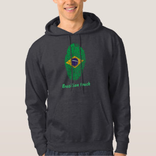 Moletom Bandeira brasileira da impressão digital do toque