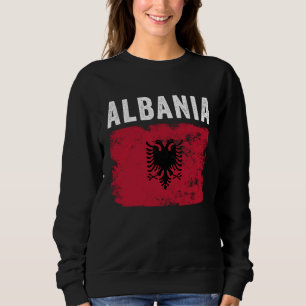 Moletom Bandeira da Albânia Distressed  Homens Mulheres Cr