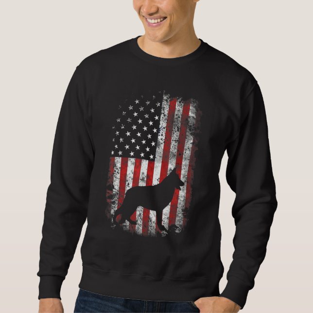 Moletom Bandeira Da América german shepherd 4 De Julho Nos (Frente)