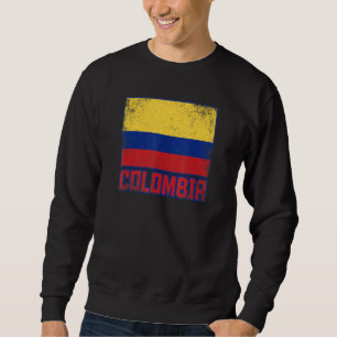 Moletom Bandeira da Colômbia Vintage Retro País Orgulho Co