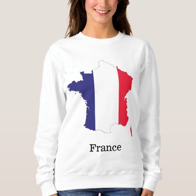 Moletom Bandeira da França no Design de Souvenir de Mapa (Frente)
