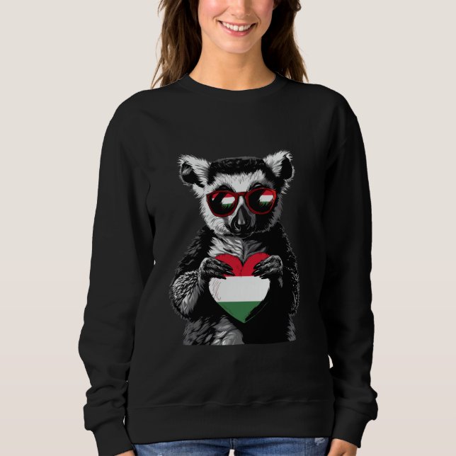 Moletom Bandeira da Hungria Lêmure Coração Orgulho Húngaro (Frente)