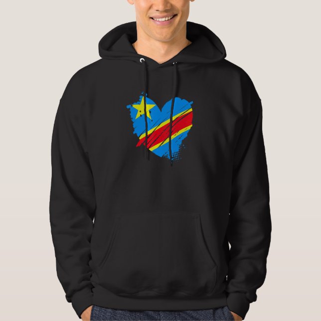 Moletom Bandeira da República Democrática do Congo Eu Amo  (Frente)