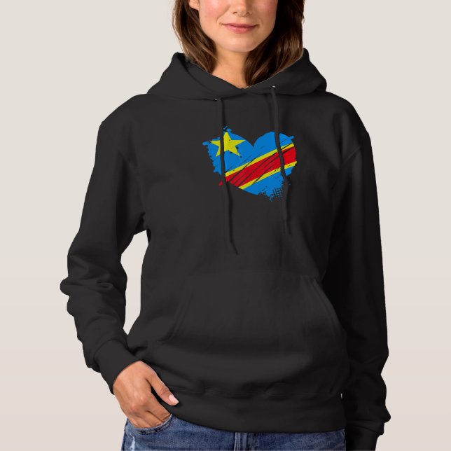 Moletom Bandeira da República Democrática do Congo Eu Amo  (Frente)
