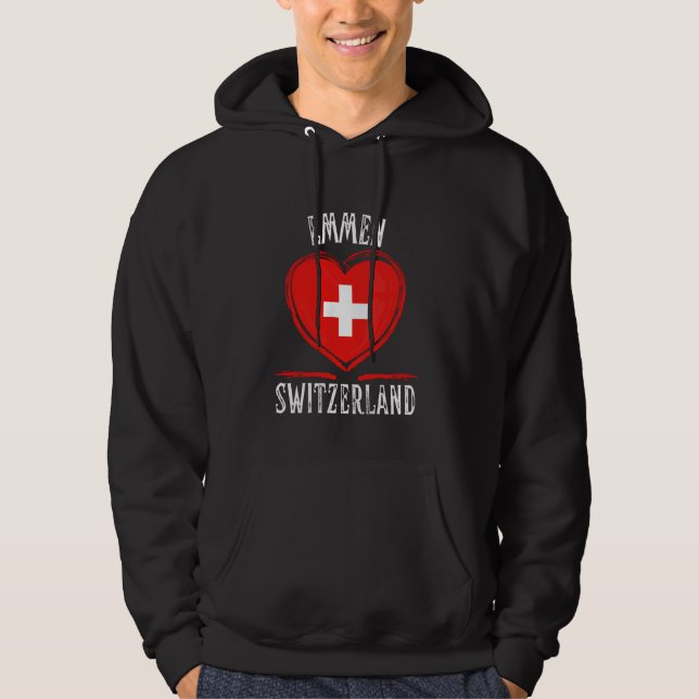 Moletom Bandeira da Suíça Coração Cidade Emmen (Frente)