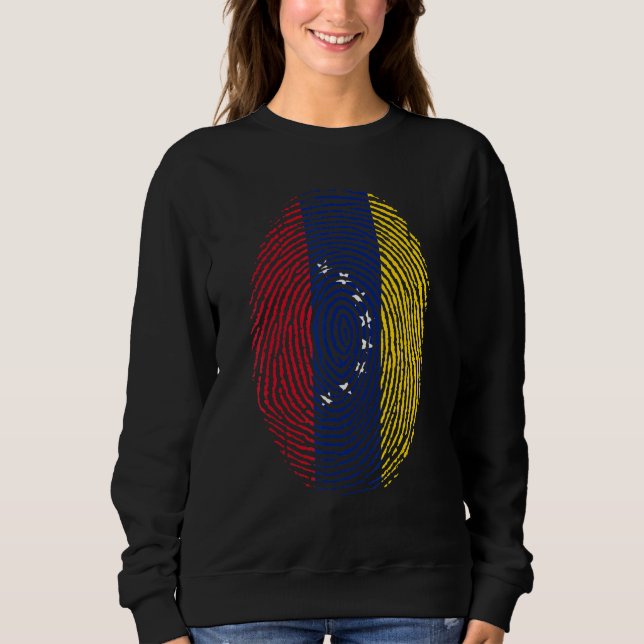 Moletom Bandeira da Venezuela Impressão Digital DNA Homens (Frente)