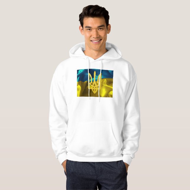 Moletom Bandeira de Ucrânia e Hoodie da camisola de Tryzub (Frente Completa)