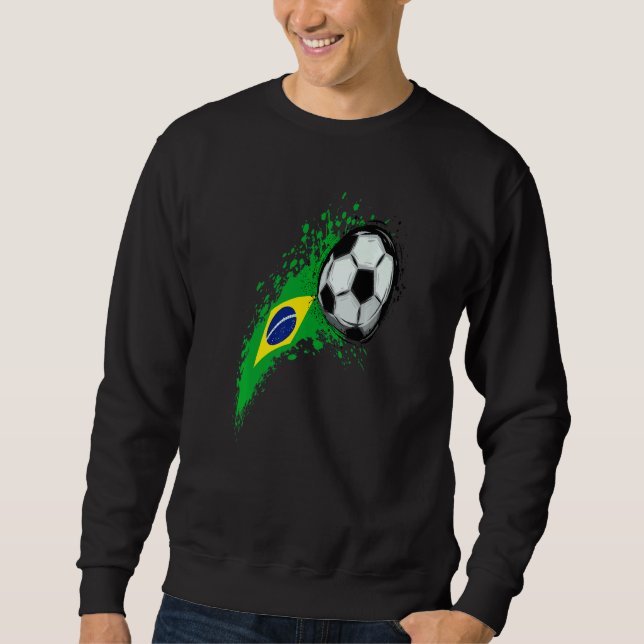 Moletom Bandeira do Brasil Com uma Bola de Futebol Futebol (Frente)