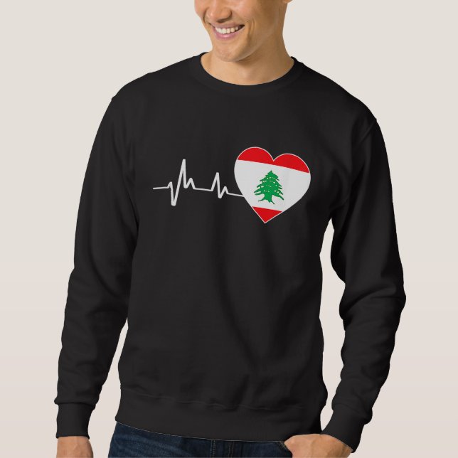 Moletom Bandeira do Líbano Batimento cardíaco como mapa do (Frente)