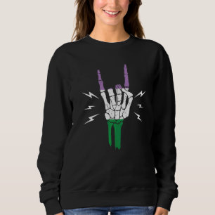 Moletom Bandeira do Orgulho Genderqueer Mão de Esqueleto