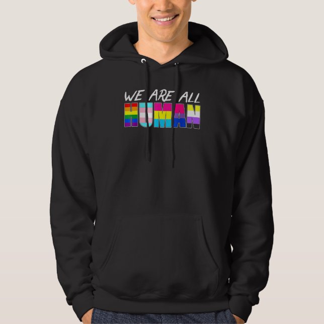 Moletom Bandeira do Orgulho Humano Arco-íris LGBT Fofa Lés (Frente)