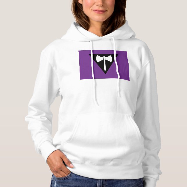 Moletom bandeira do orgulho lésbico SlipperyJoe feminista  (Frente)