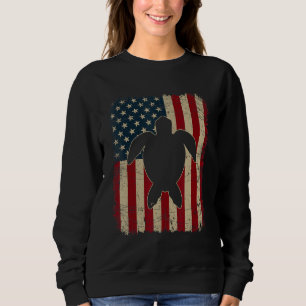 Moletom Bandeira EUA Vintage Tartaruga Amante de Animais Z