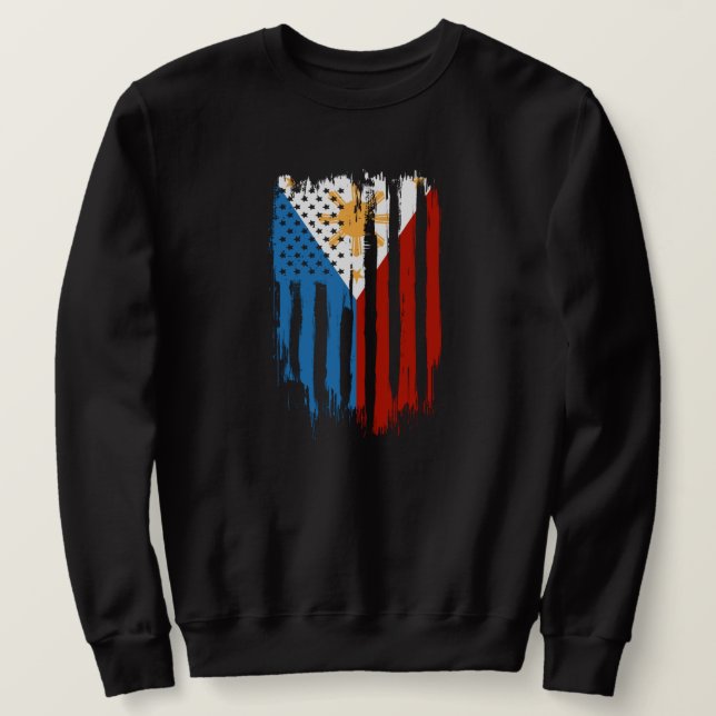 Moletom Bandeira Metade Americana das Filipinas (Frente do Design)
