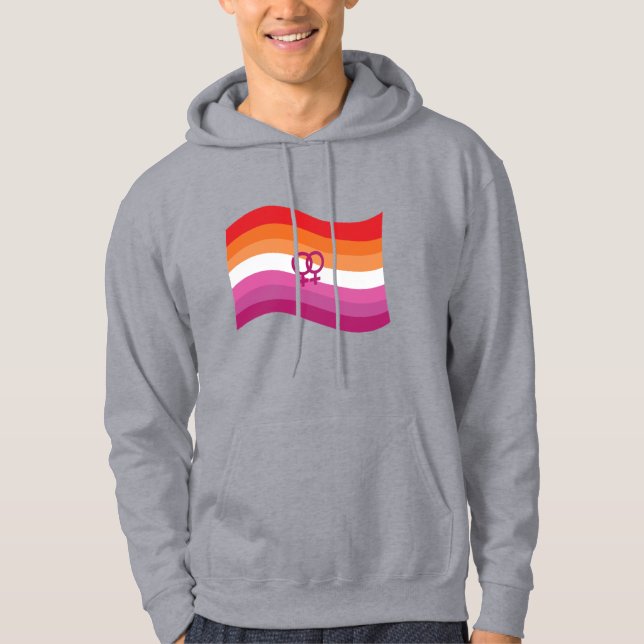 Moletom Bandeira Ondulante Orgulho Amor Lesbiano Pôr do So (Frente)