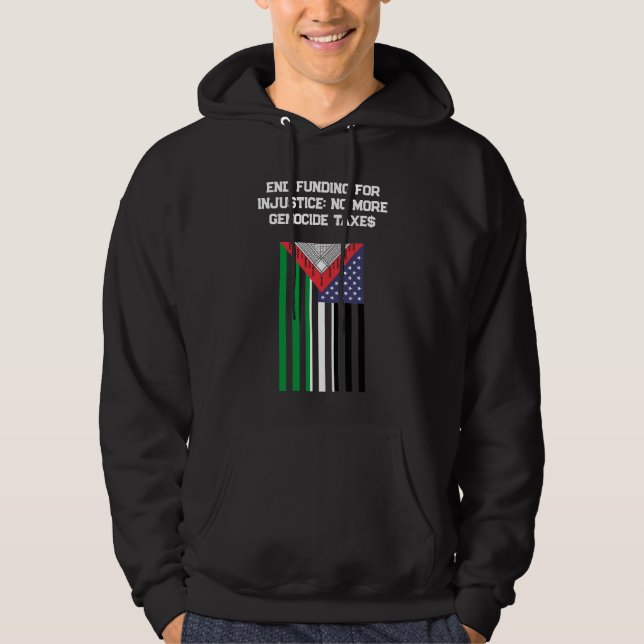 Moletom Bandeira Palestina-Americana - Parem com Genocídio (Frente)