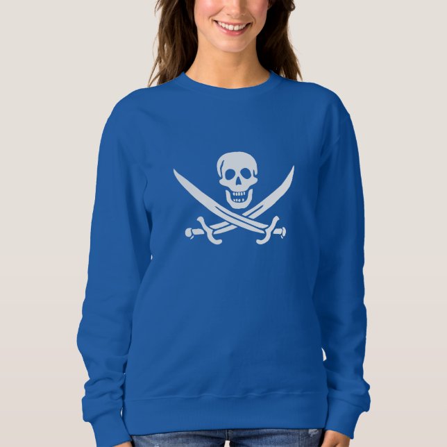 Moletom Bandeira Pirata Caveira Espadas Cruzadas (Frente)